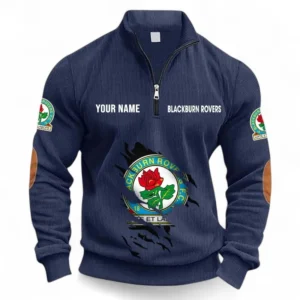 Football Fans Gift Half Zipper Corduroy Sweatshirt, Sweatshirt Exclusive Logo, Custom Name EPL131082825156-Navy Blue