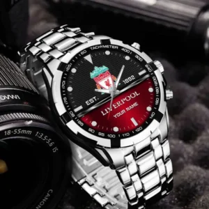 Football Fans Gift Steel Watch, All Over Print Metal Wristwatch, Custom Name EPL132082825333