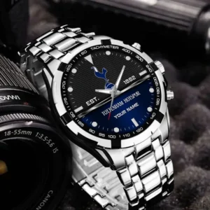 Football Fans Gift Steel Watch, All Over Print Metal Wristwatch, Custom Name EPL132082825334