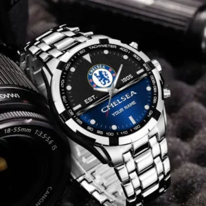 Football Fans Gift Steel Watch, All Over Print Metal Wristwatch, Custom Name EPL132082825335