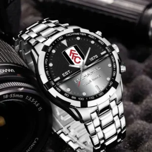 Football Fans Gift Steel Watch, All Over Print Metal Wristwatch, Custom Name EPL132082825348